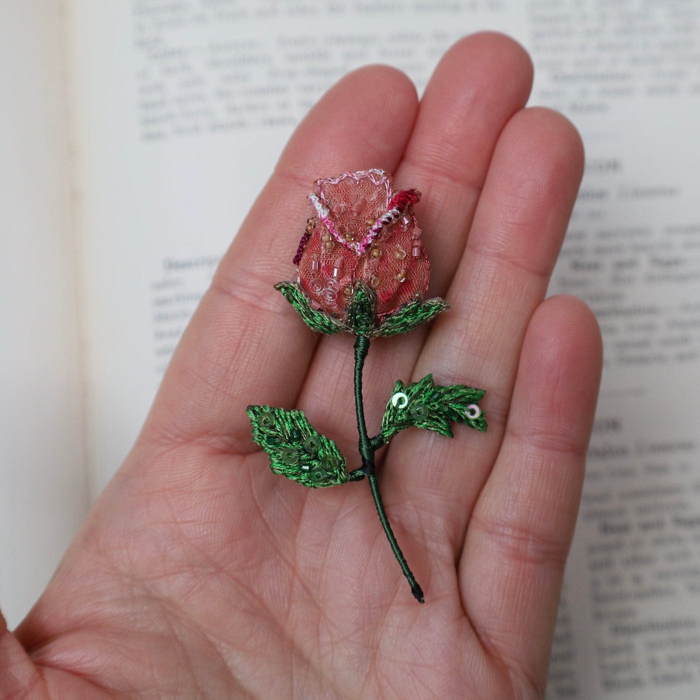 PIN Pink Rose Bud Brooch Pin