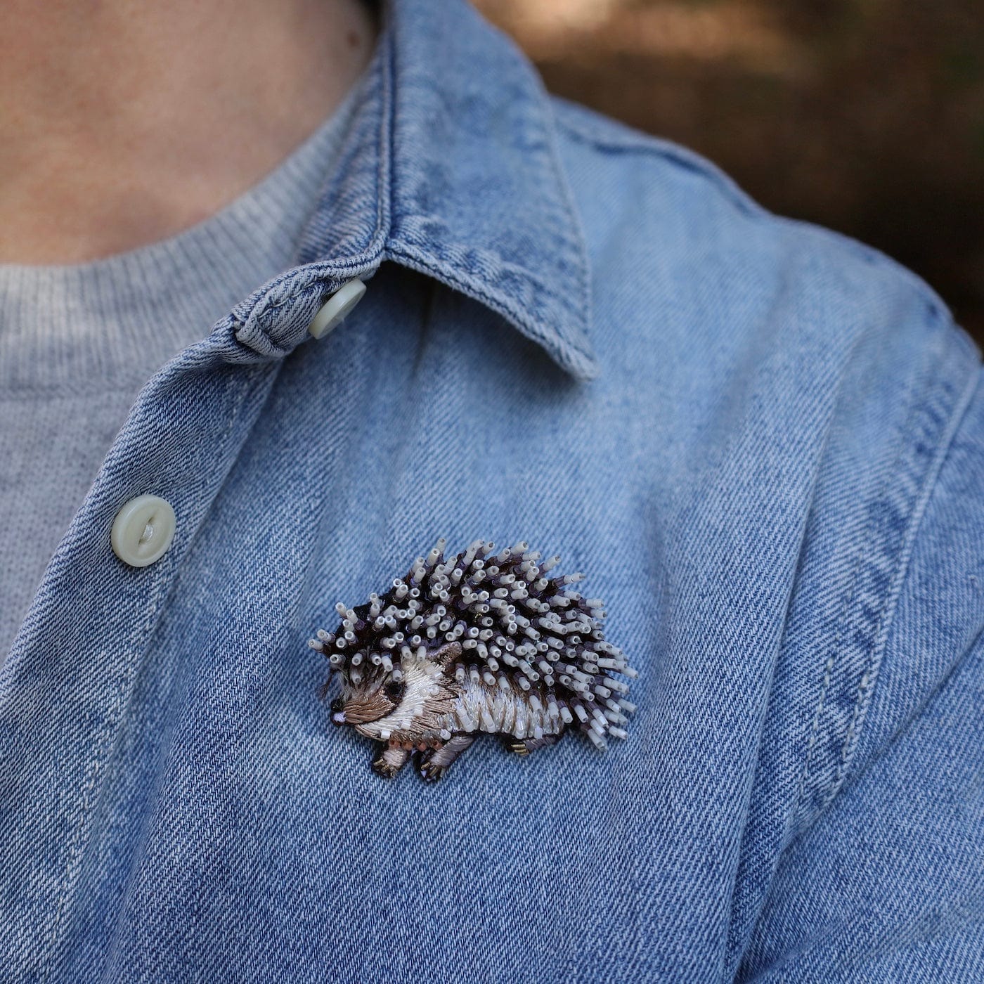 PIN White Breasted Hedgehog Brooch Pin