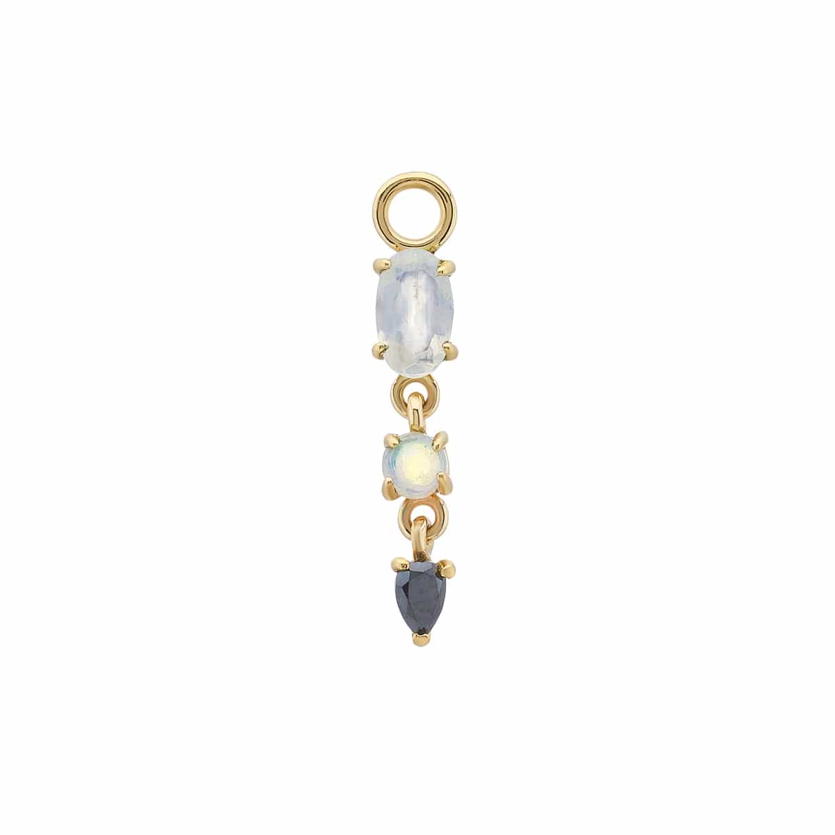 PLQ-9K 9k Yellow Gold Multi Gemstone Claw Set Droplet Pla