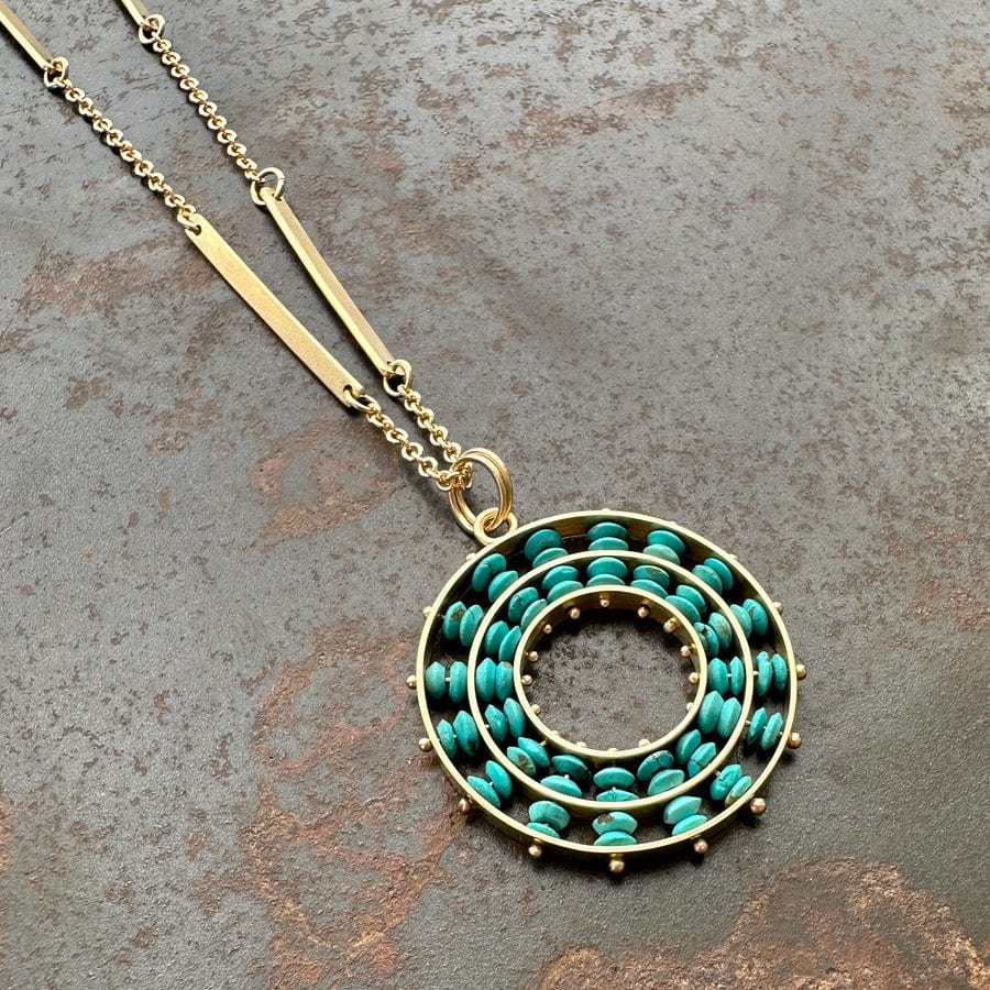 
                  
                    PND-14K Persian Turquoise Concentric Pendant
                  
                