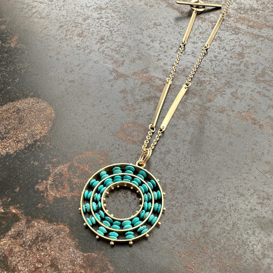 
                  
                    PND-14K Persian Turquoise Concentric Pendant
                  
                