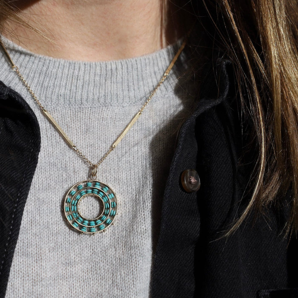 
                  
                    PND-14K Persian Turquoise Concentric Pendant
                  
                