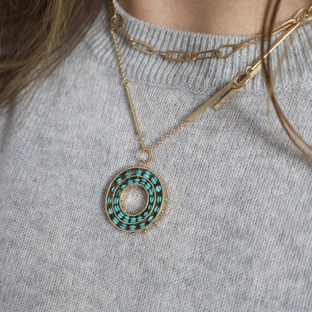 PND-14K Persian Turquoise Concentric Pendant