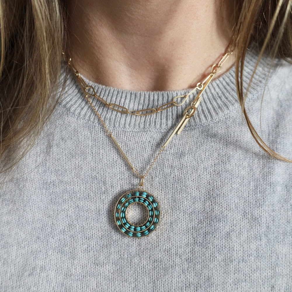 
                  
                    PND-14K Persian Turquoise Concentric Pendant
                  
                