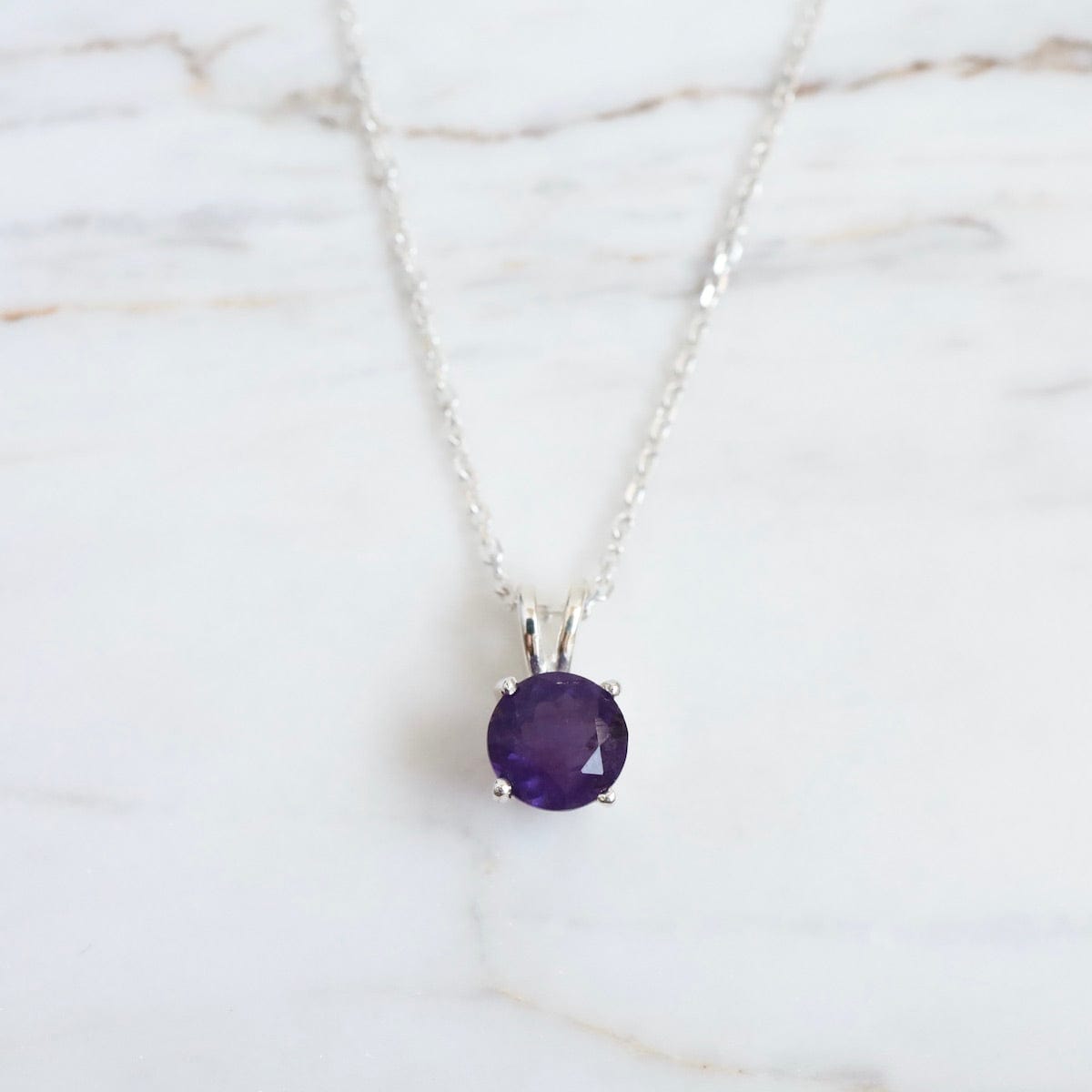 PND 6mm Prong Set Round Amethyst Pendant