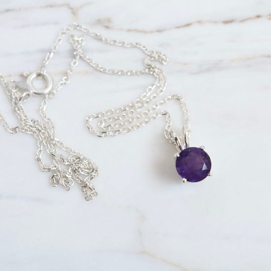 PND 6mm Prong Set Round Amethyst Pendant