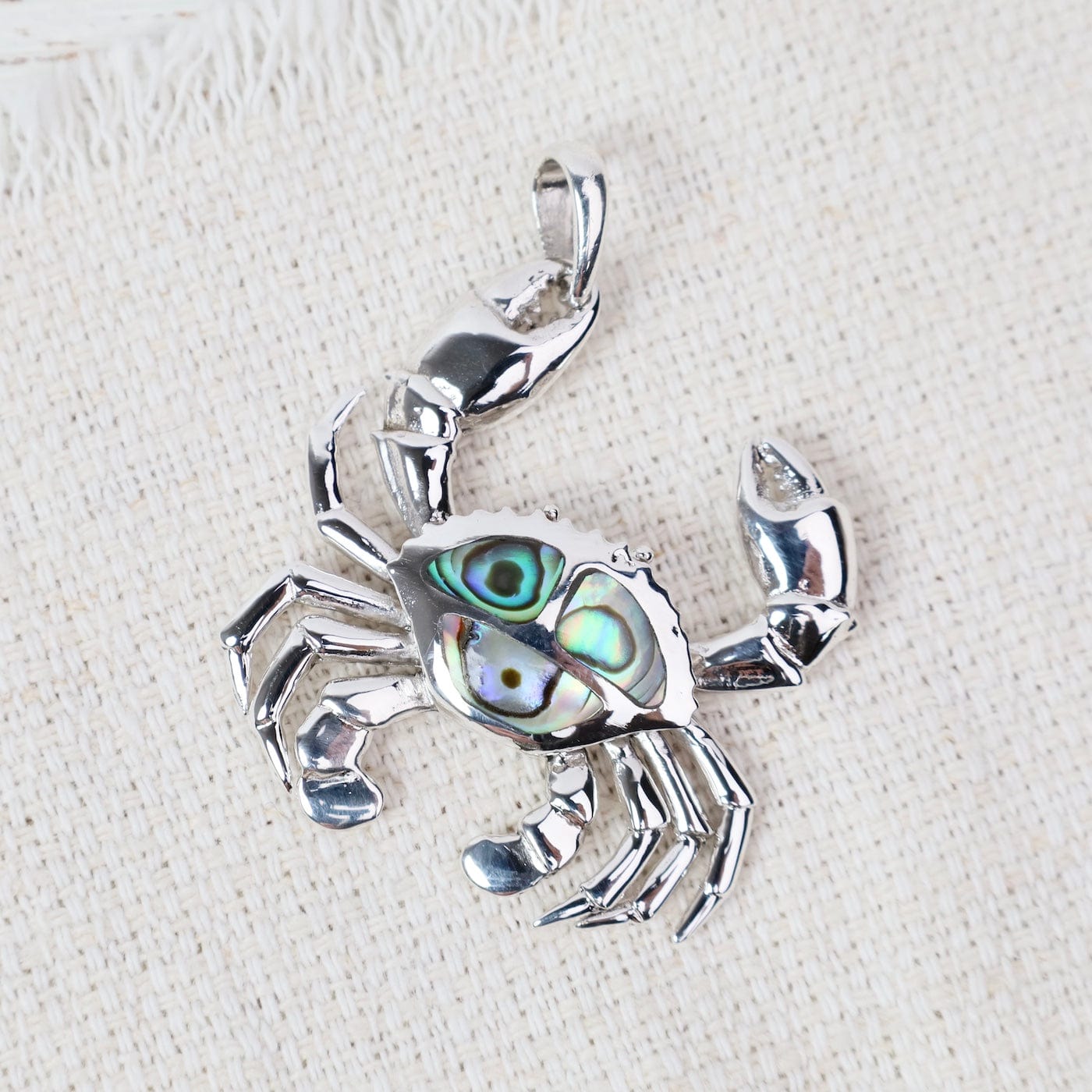 PND Sterling Silver Crab Pendant with Abalone Inlay -