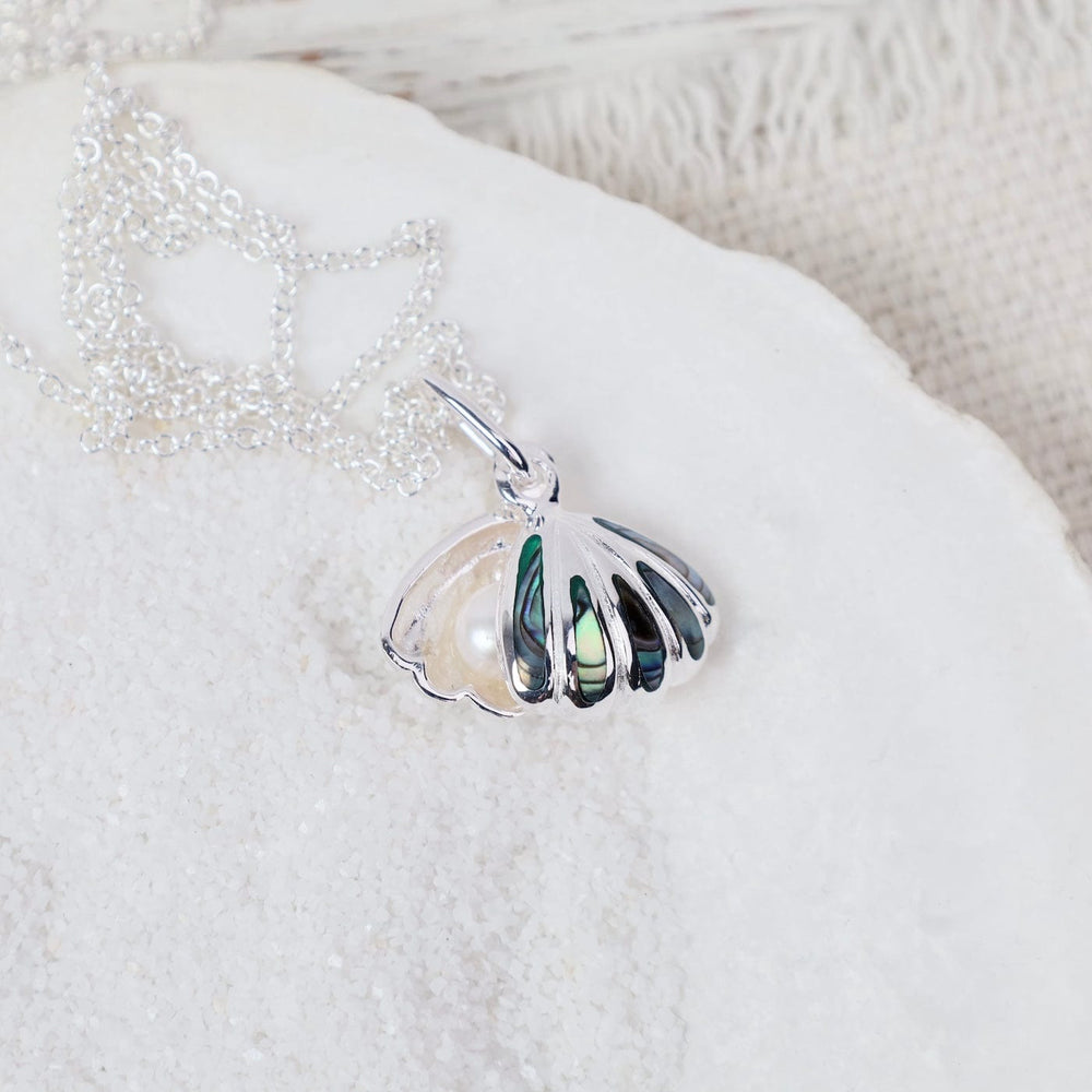 
                  
                    PND Sterling Silver Double Shell with Pearl Pendant -
                  
                