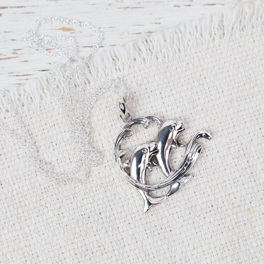 
                  
                    PND Sterling Silver Jumping Dolphins Pendant - on Cabl
                  
                