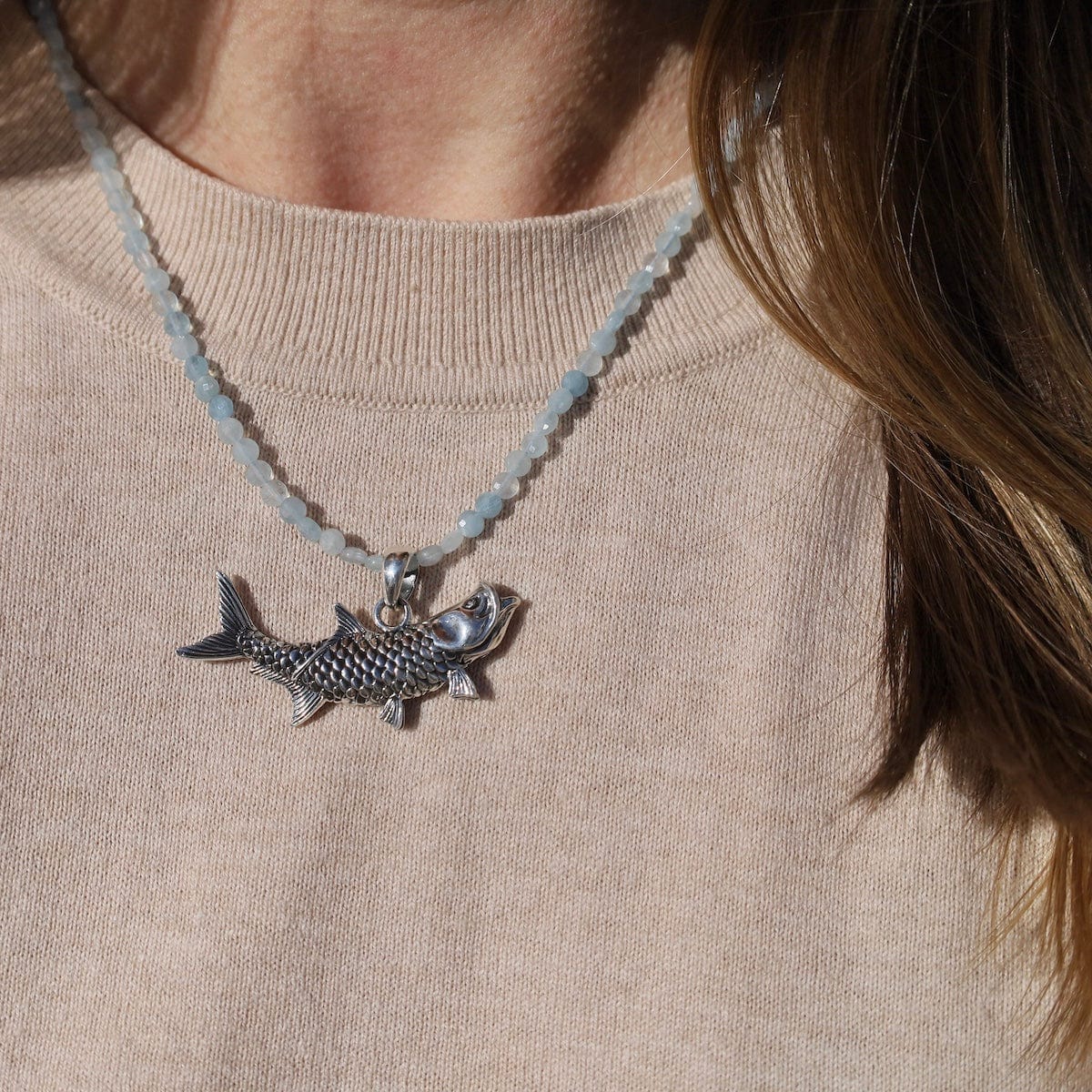 PND Sterling Silver Large Fish Pendant - Pendant Only