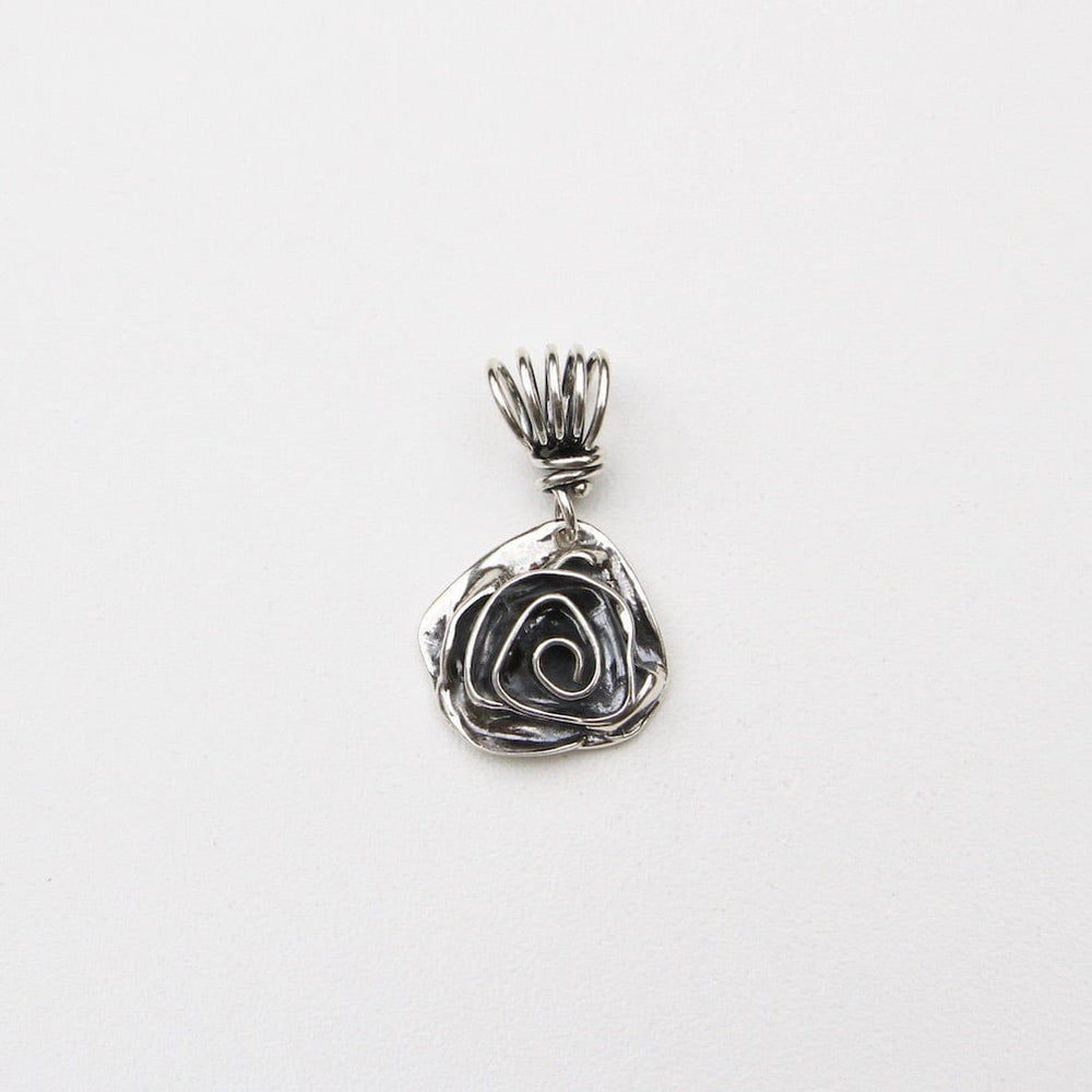 PND Sterling Silver Rose Pendant on Vine Bail