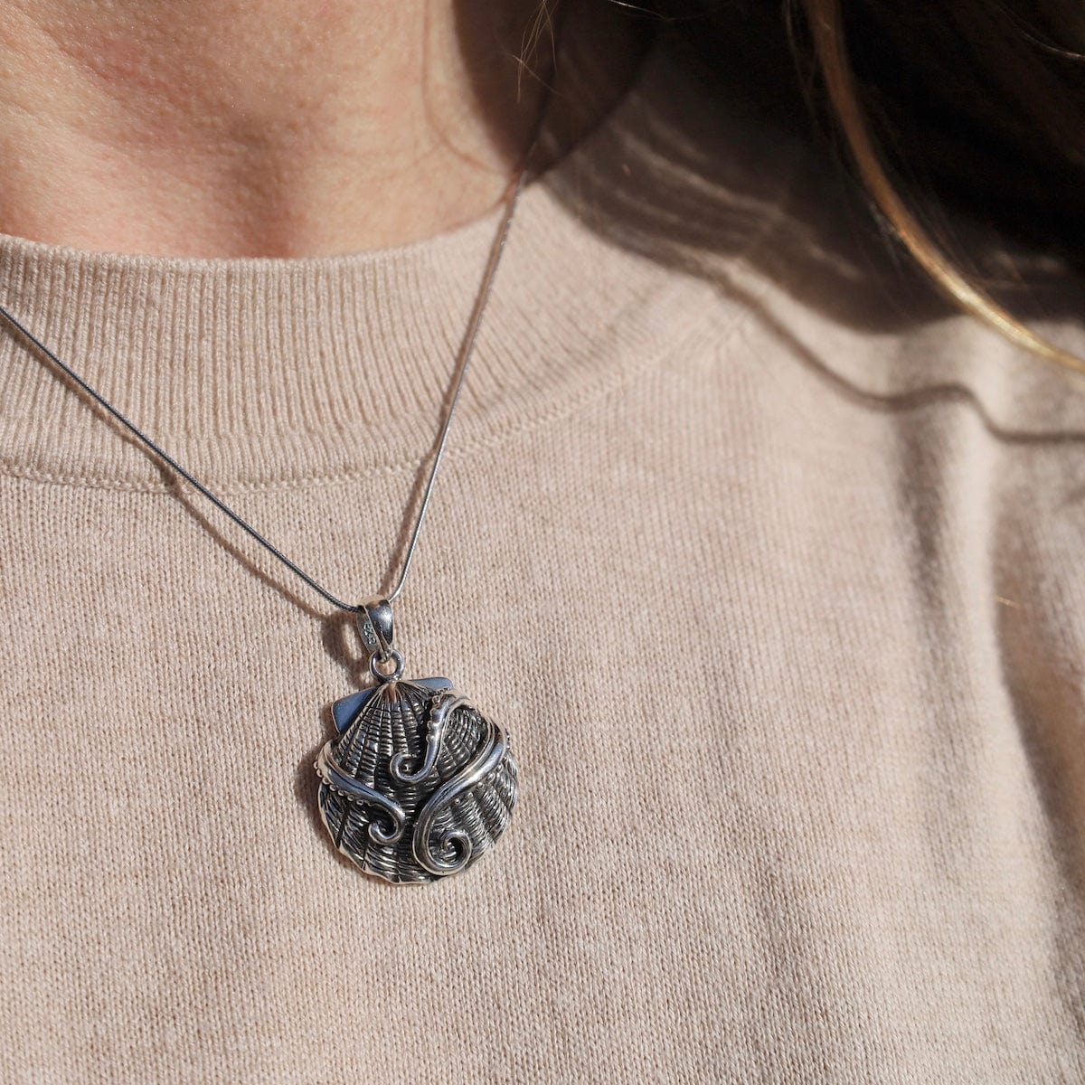 PND Sterling Silver Shell with Octopus Arms Pendant - Pendant Only