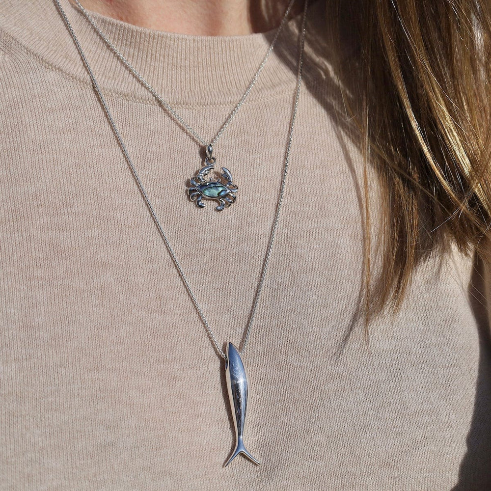 PND Sterling Silver Small Crab with Abalone Inlay Necklace