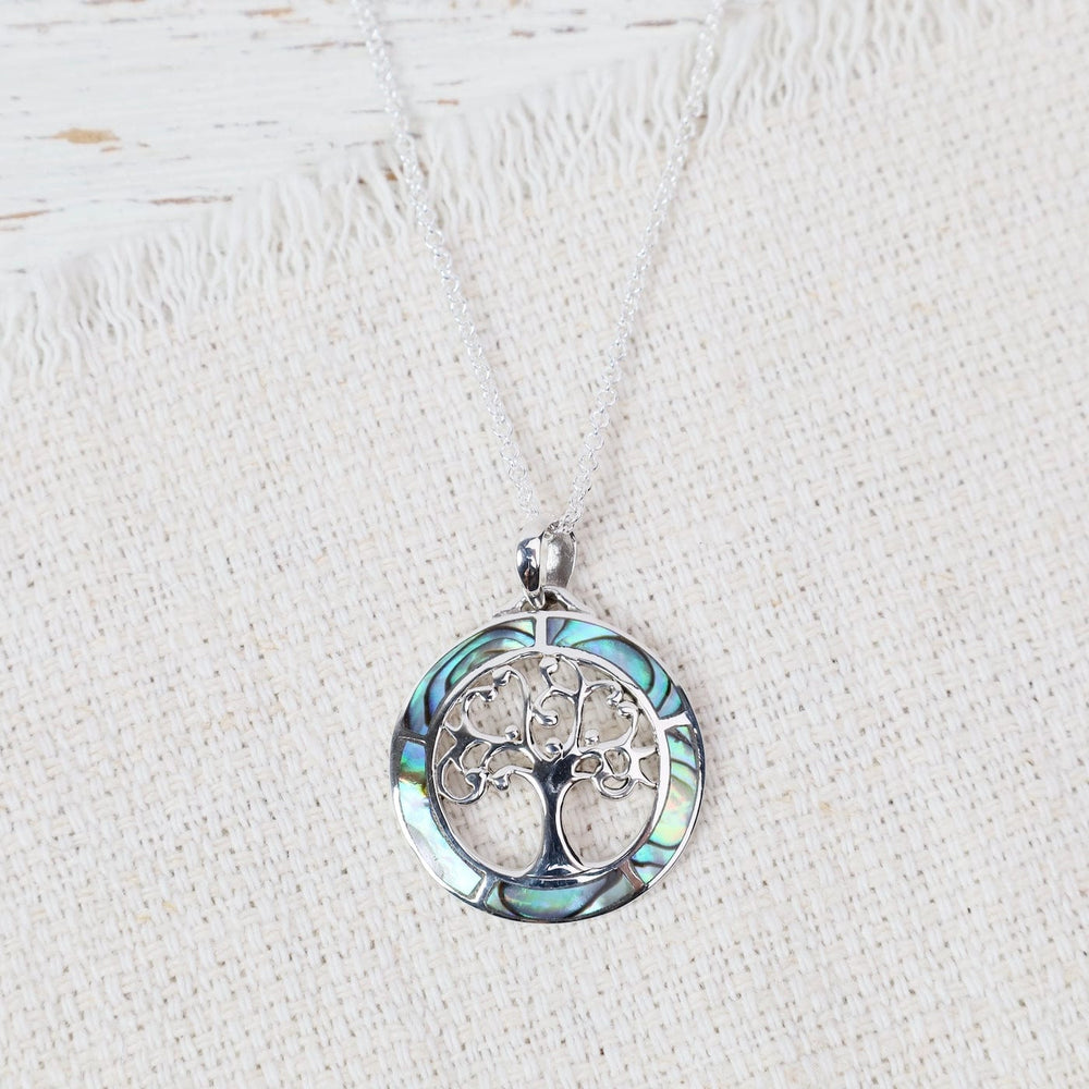 PND Sterling Silver Tree with Abalone Frame Pendant -