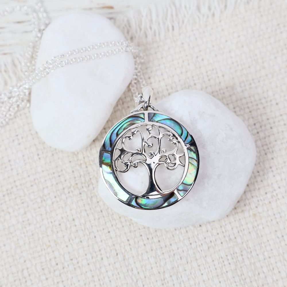 
                  
                    PND Sterling Silver Tree with Abalone Frame Pendant -
                  
                