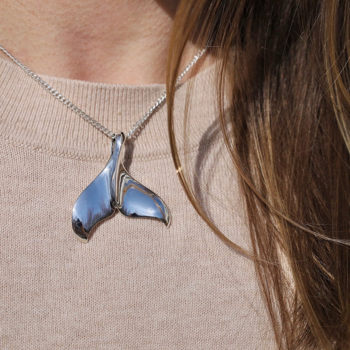 PND Sterling Silver Whale Tail Pendant - Pendant Only