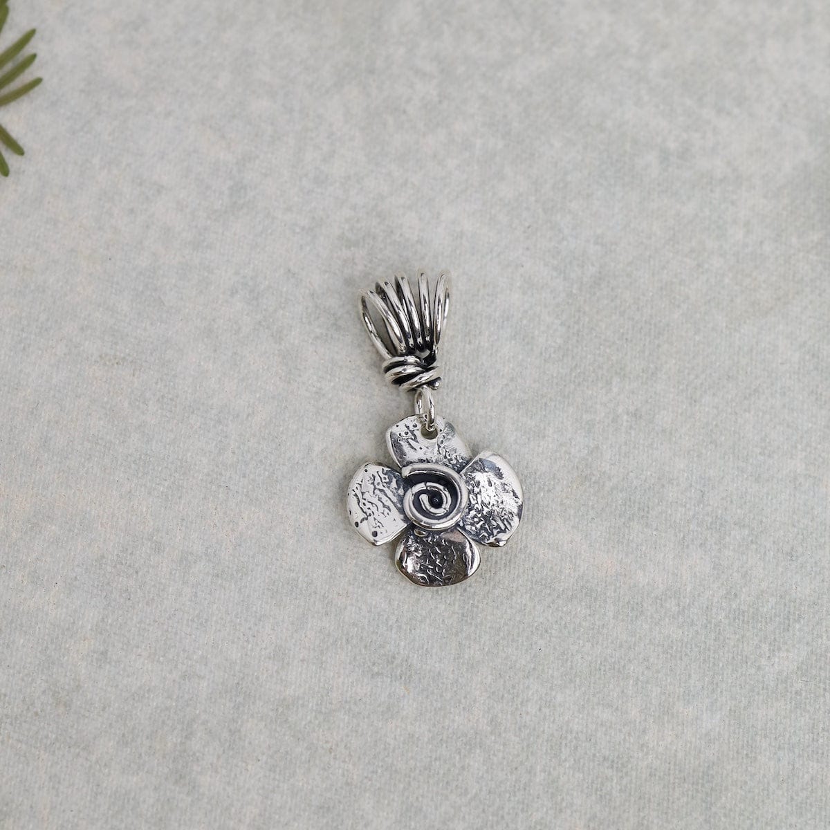 PND Two Sided Flower Pendant with Spiral on the Other