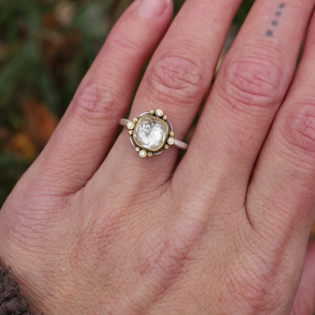 Rose Cut White Topaz Ring