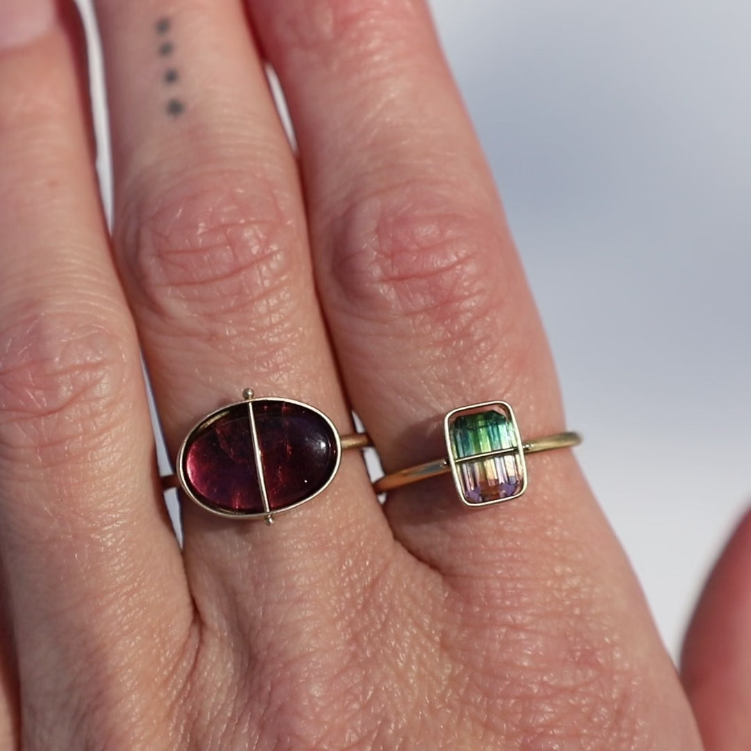 Captured Bicolor Tourmaline Ring