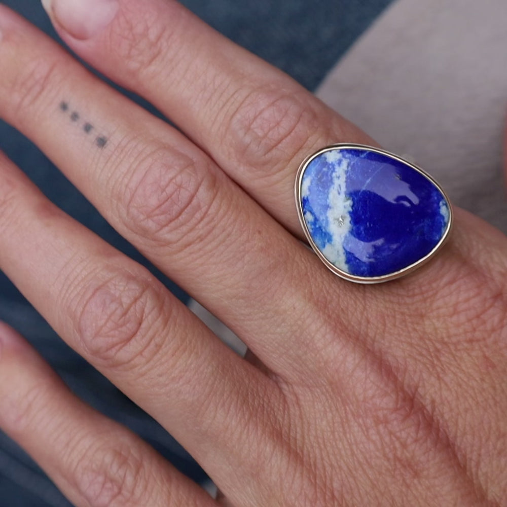 
                      
                        Load and play video in Gallery viewer, Jamie Joseph Vertical Smooth Lapis Ring
                      
                    