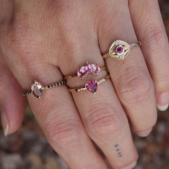 Load and play video in Gallery viewer, Staffa Ring Pink Tourmaline &amp;amp; White Diamond
