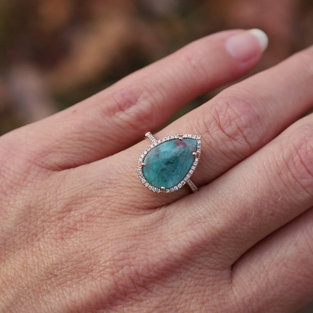 
                  
                    Load and play video in Gallery viewer, 14k Rose Gold Paraiba Tourmaline Ring
                  
                