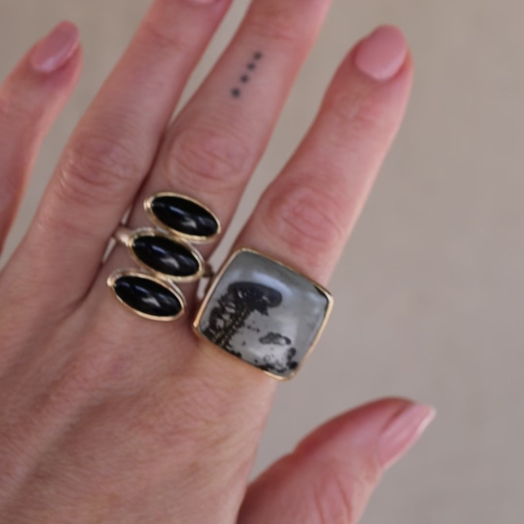 Load and play video in Gallery viewer, Jamie Joseph Rectangular Picture Jasper Ring
