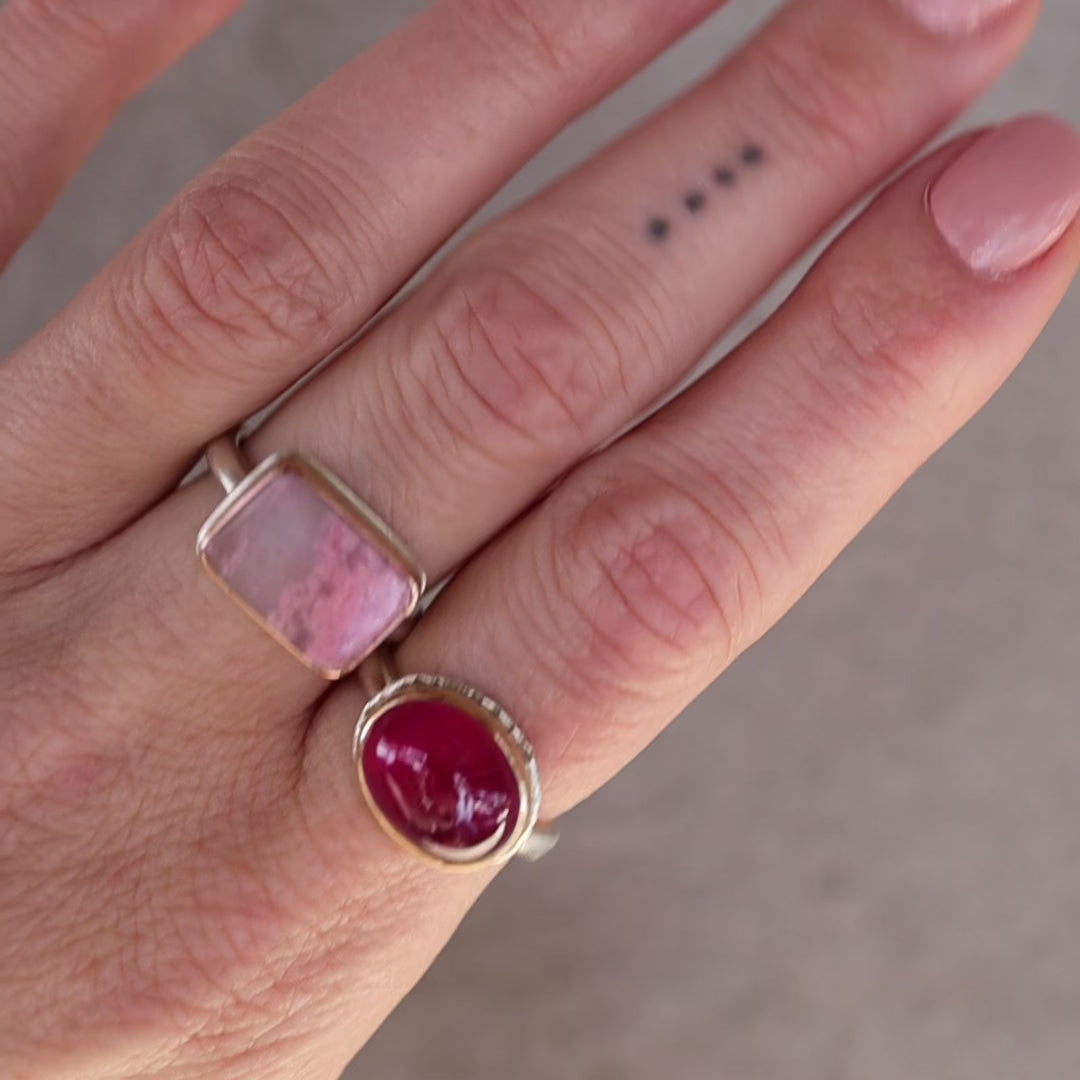 Jamie Joseph Small Rectangular Italian Rhodonite Ring