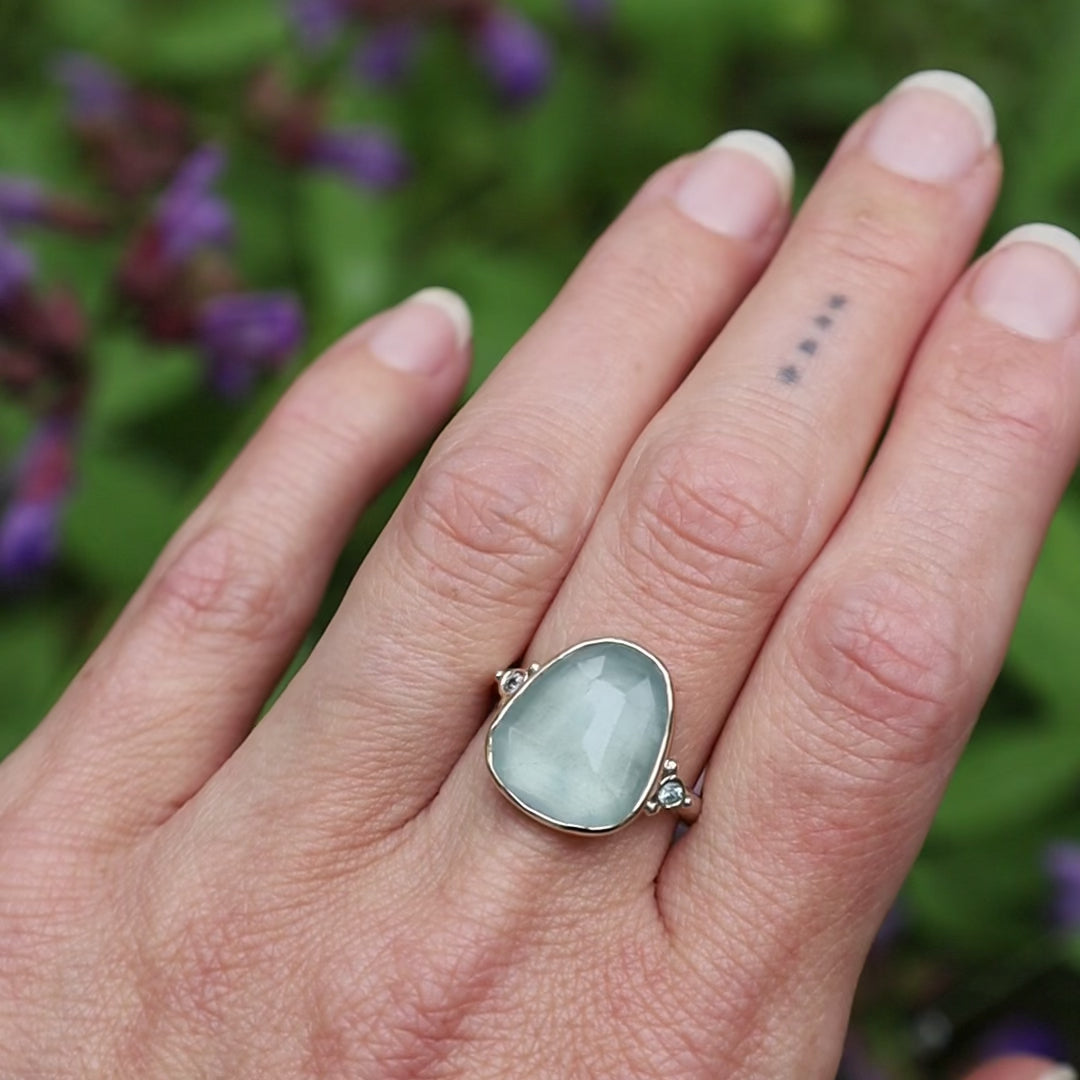 Aquamarine & Blue Zircon Ring In 14k Gold And Ster