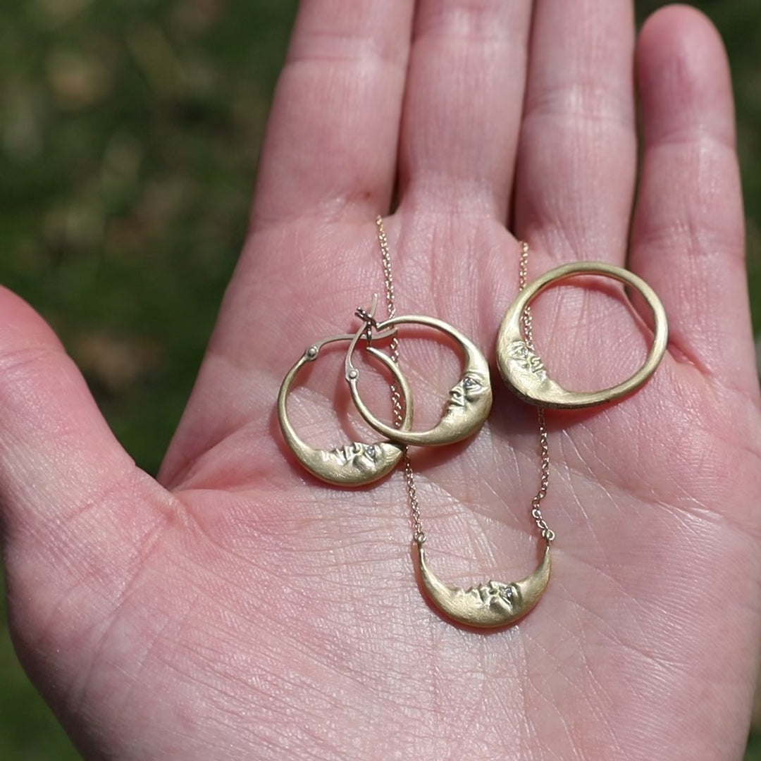 Small Crescent Moon Hoop Earrings