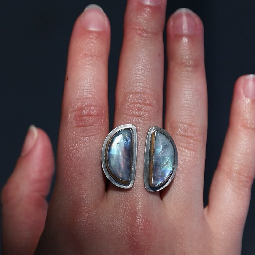 Moonstone Double Hemi Wrap Ring