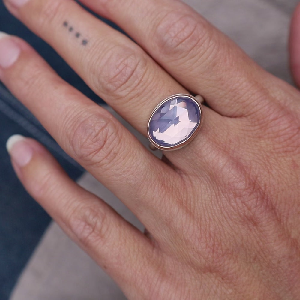 
                      
                        Load and play video in Gallery viewer, Jamie Joseph Small Oval Rose Cut Lavender Amethyst Ring
                      
                    