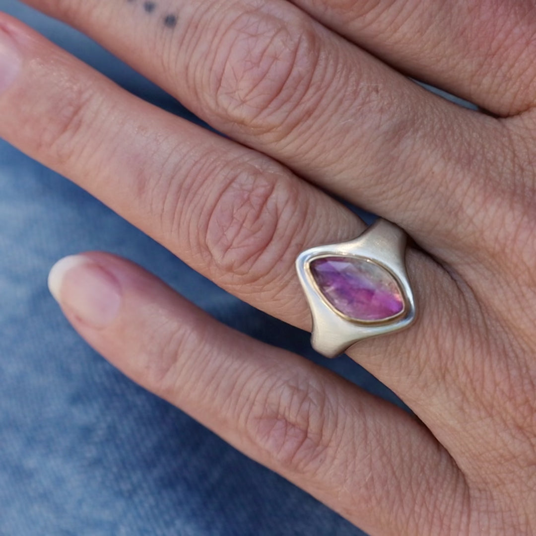 One of a Kind  Bi-Color Tourmaline Arroyo Ring