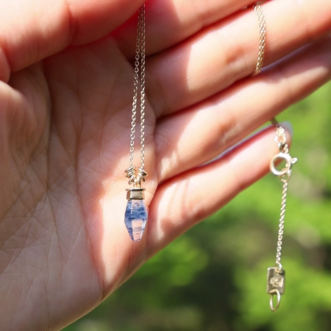 Jamie Joseph Blue Sapphire Capped Crystal & Sliding Rings Necklace