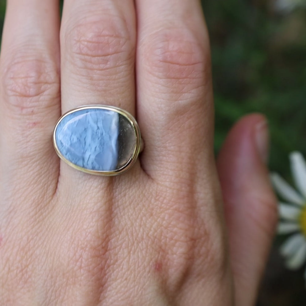 
                      
                        Load and play video in Gallery viewer, Jamie Joseph Asymmetrical Indian Blue Opal Ring
                      
                    