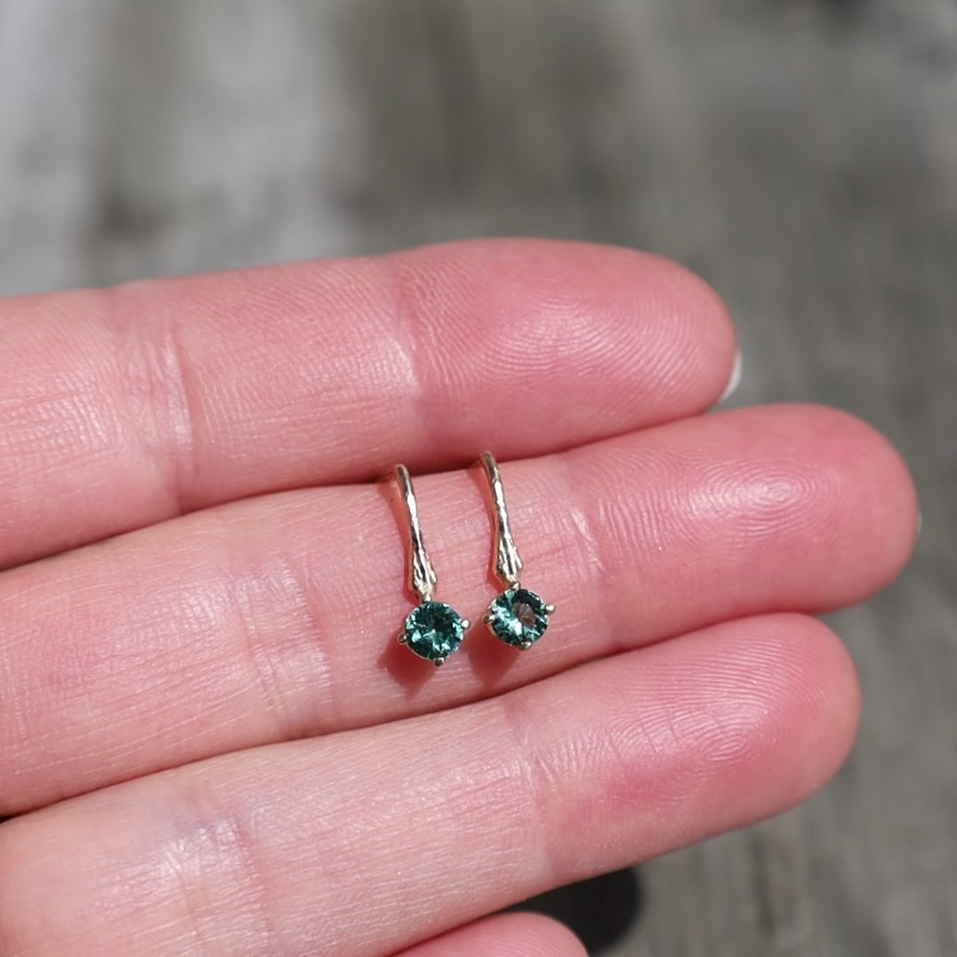 ピアス C81 Dandelion green Brilliant Cut Blue Green Tourmaline Earrings – Dandelion Jewelry