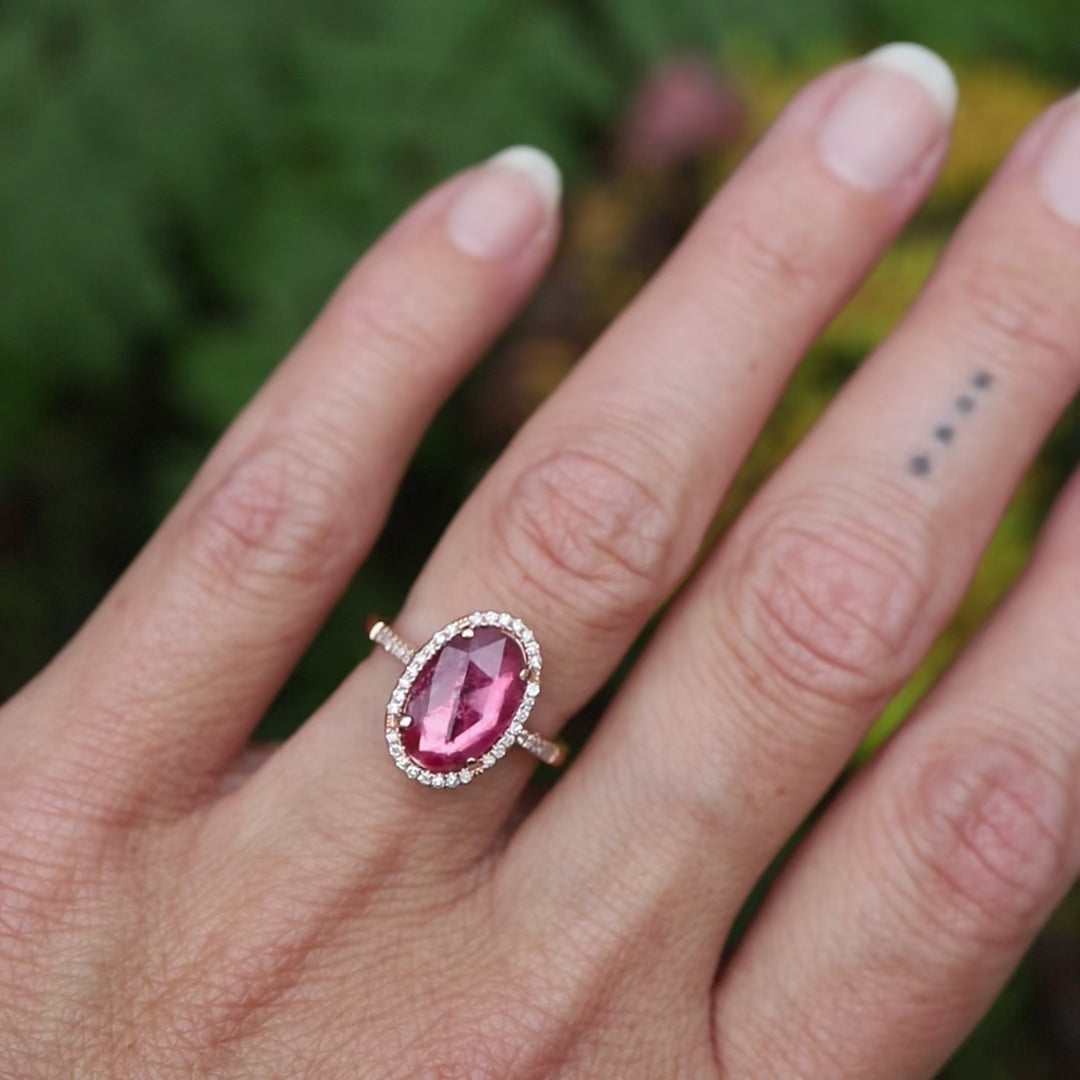 14k Rose Gold One of a Kind Pink Tourmaline Ring