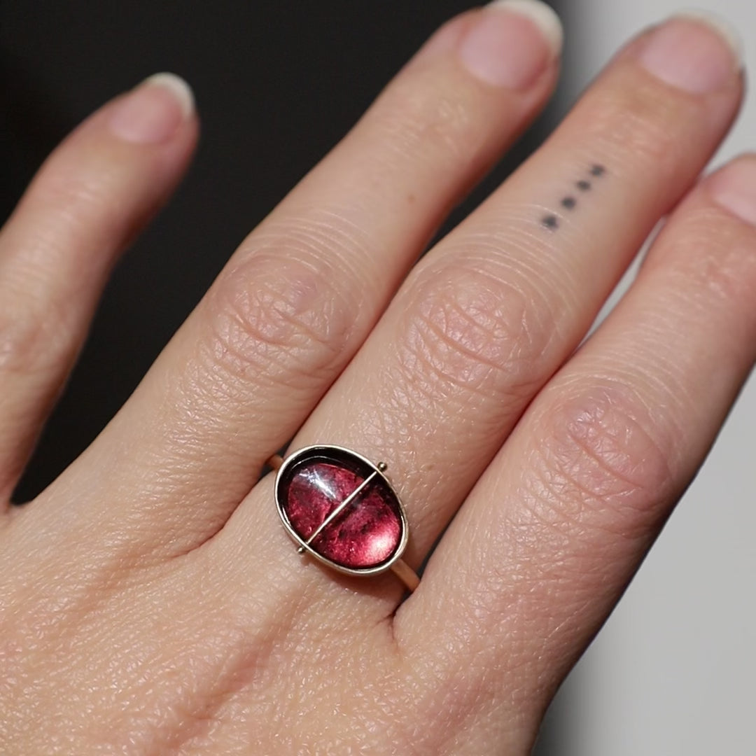 Captured Pink Tourmaline Ring