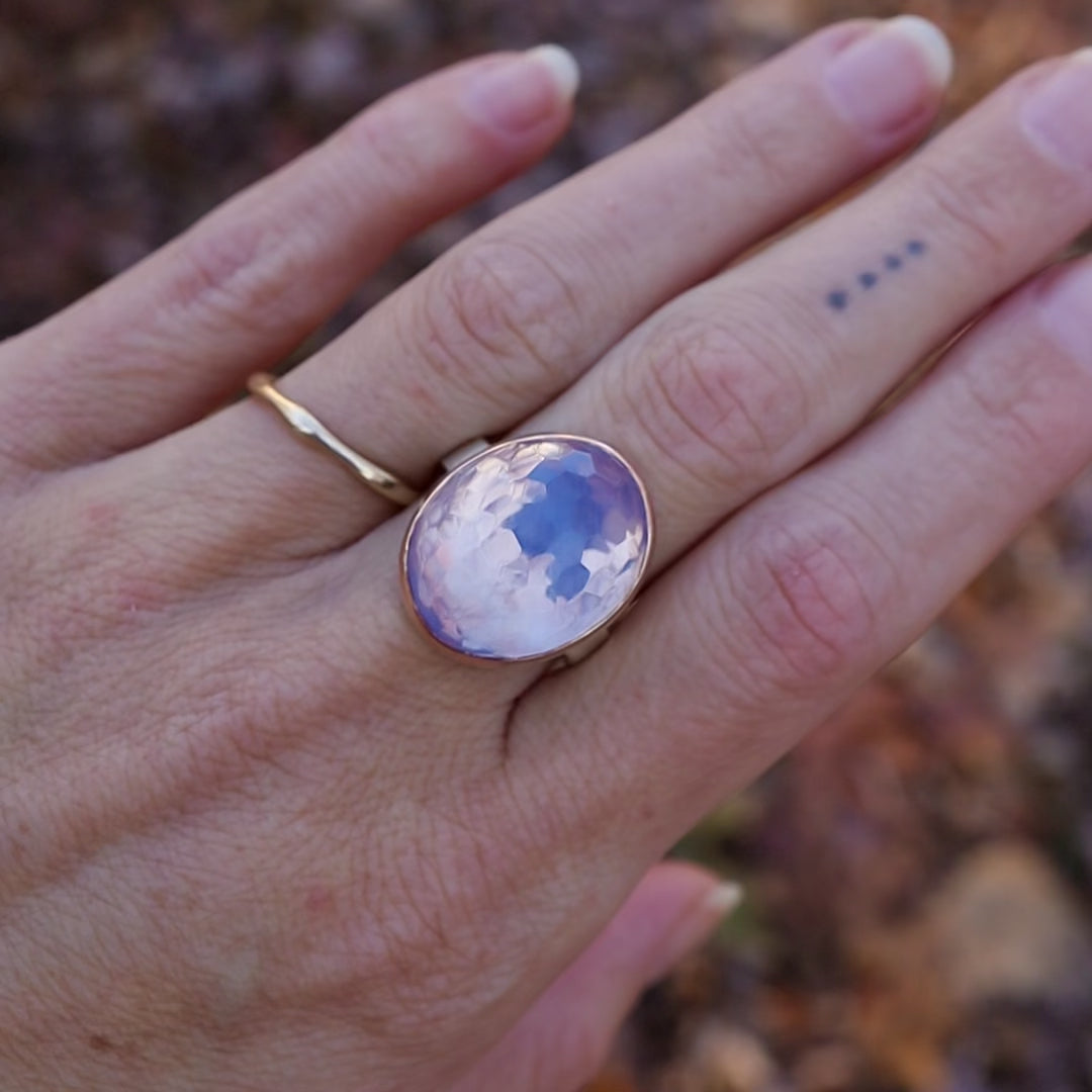 Jamie Joseph Vertical Oval Hand Faceted Lavender Amethyst Ring