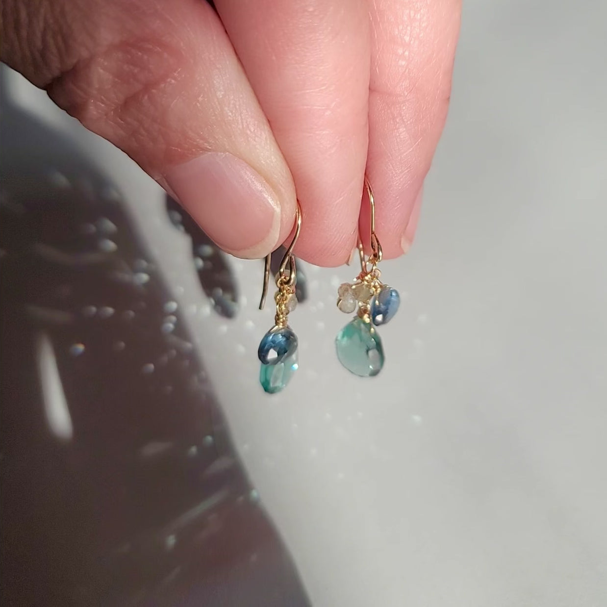 Multi Blue Topaz Drops Earrings