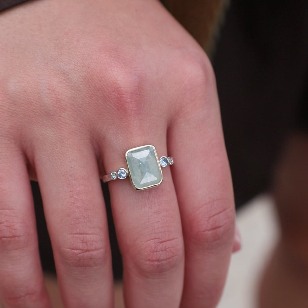 14k Gold and Sterling Silver Cloud Sapphire Ring