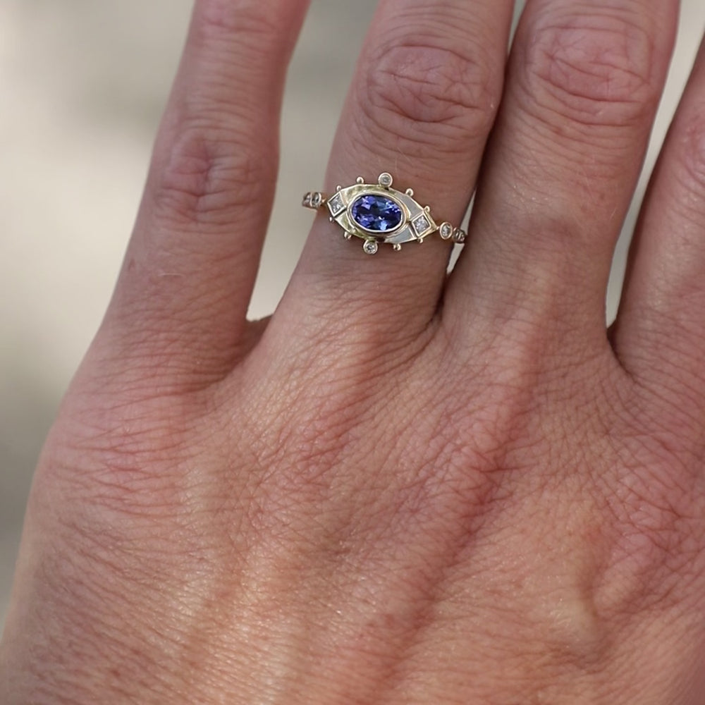 
                      
                        Load and play video in Gallery viewer, Tanzanite &amp;amp; Diamonds Eye Ring
                      
                    