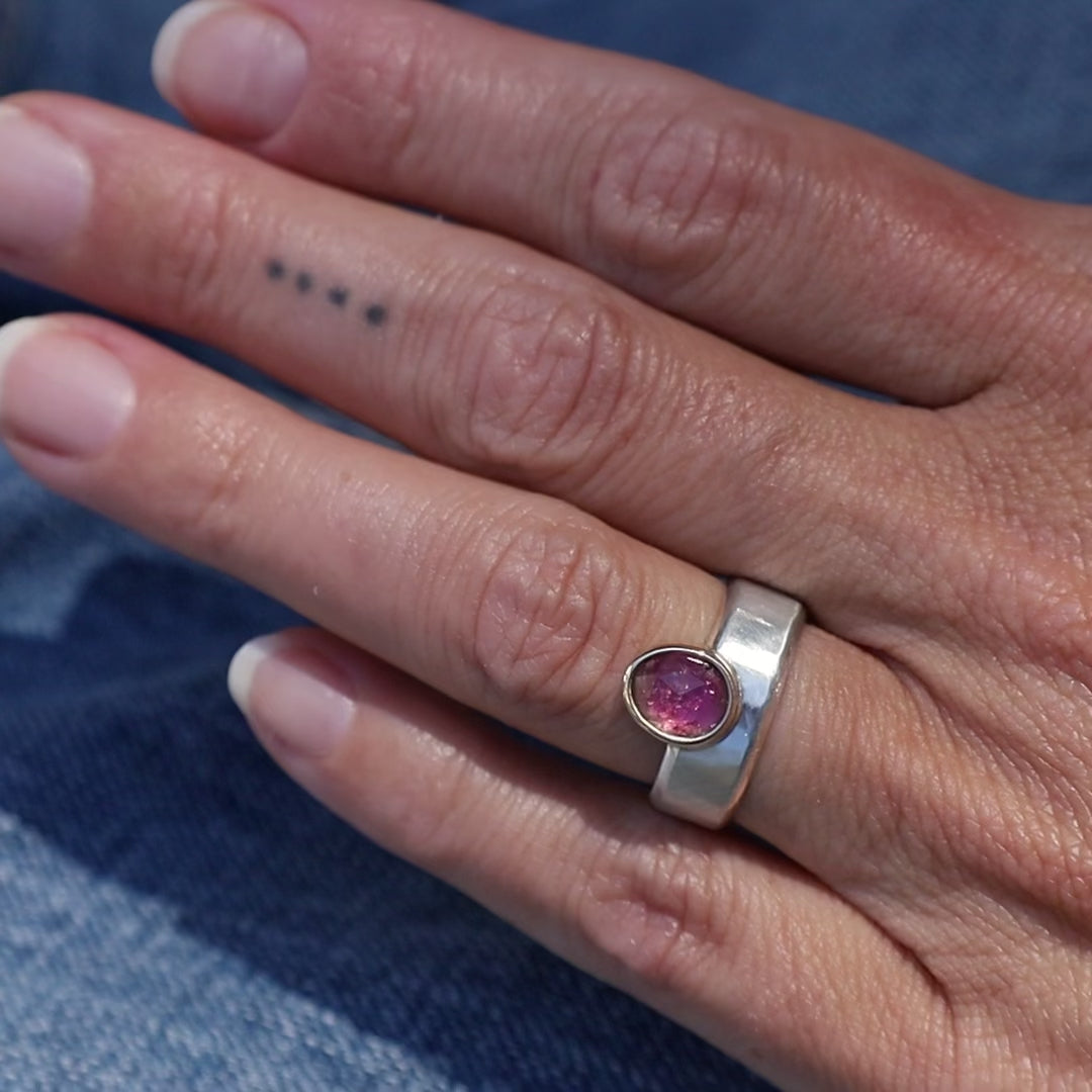 One of a Kind Pink Tourmaline Mesa Ring