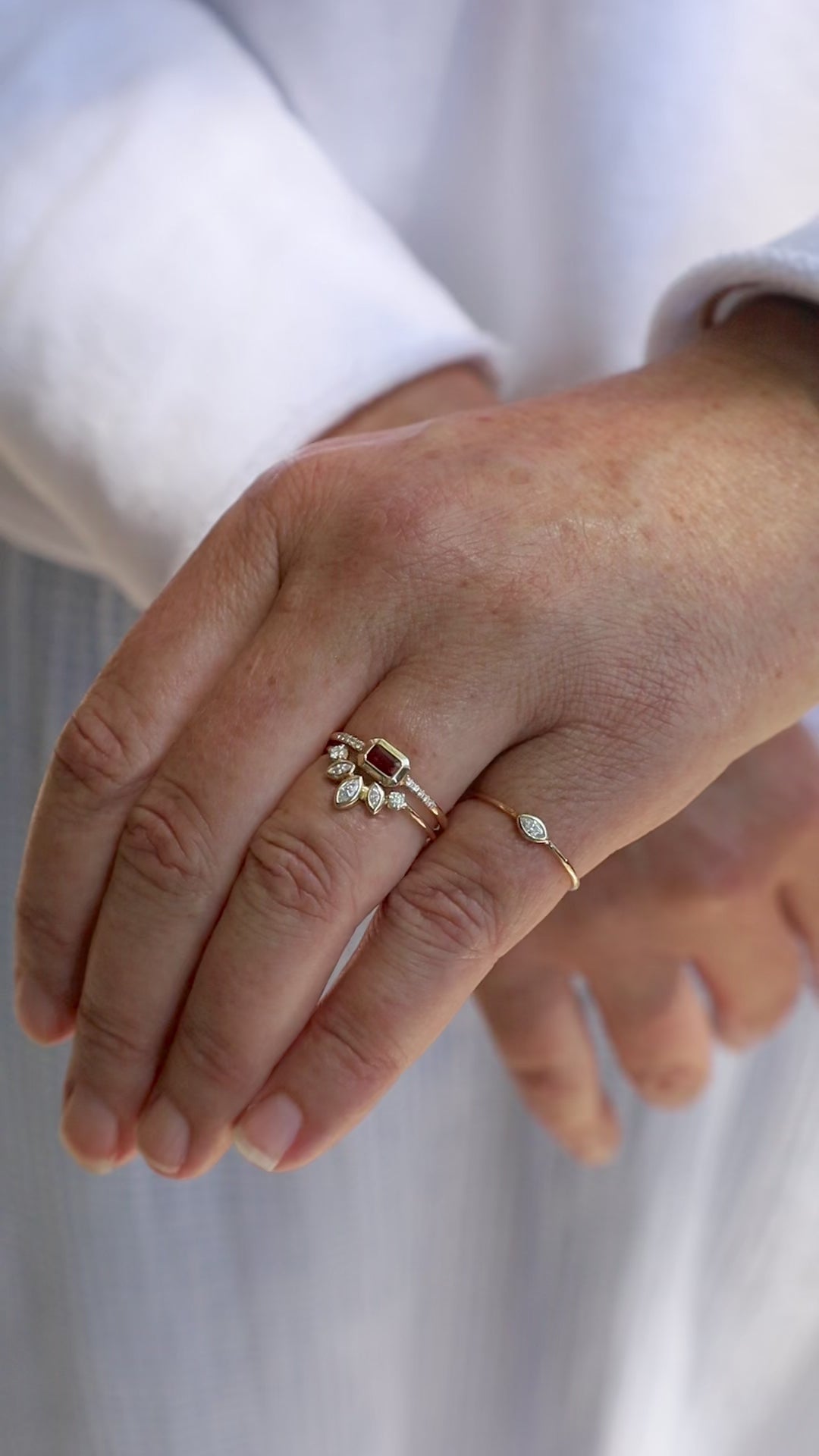 14k Graduating Marquise & Prong Diamond Fan Ring