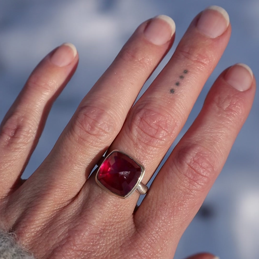 Jamie Joseph Small Square Inverted African Ruby Ring