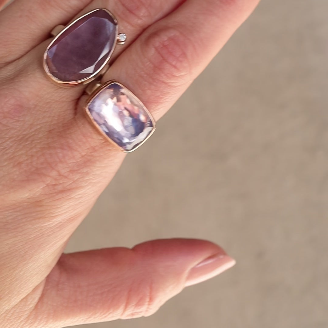 Jamie Joseph Rectangular Hand Faceted Lavender Amethyst Ring