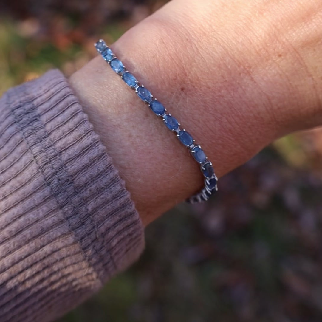 Oval Natural Blue Sapphire Tennis Bracelet