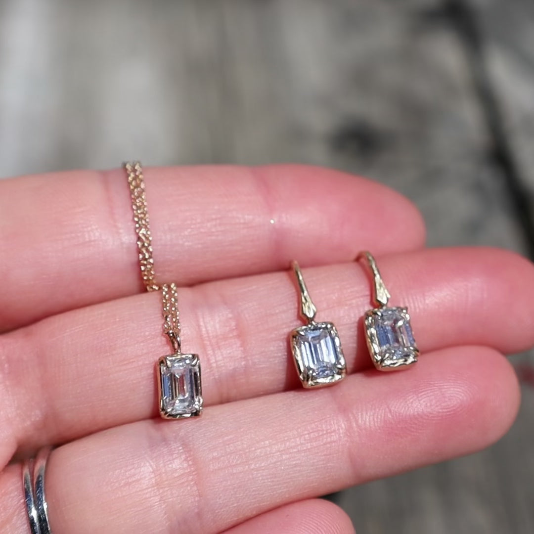 Emerald Cut Lab Grown Diamond Branch Earrings