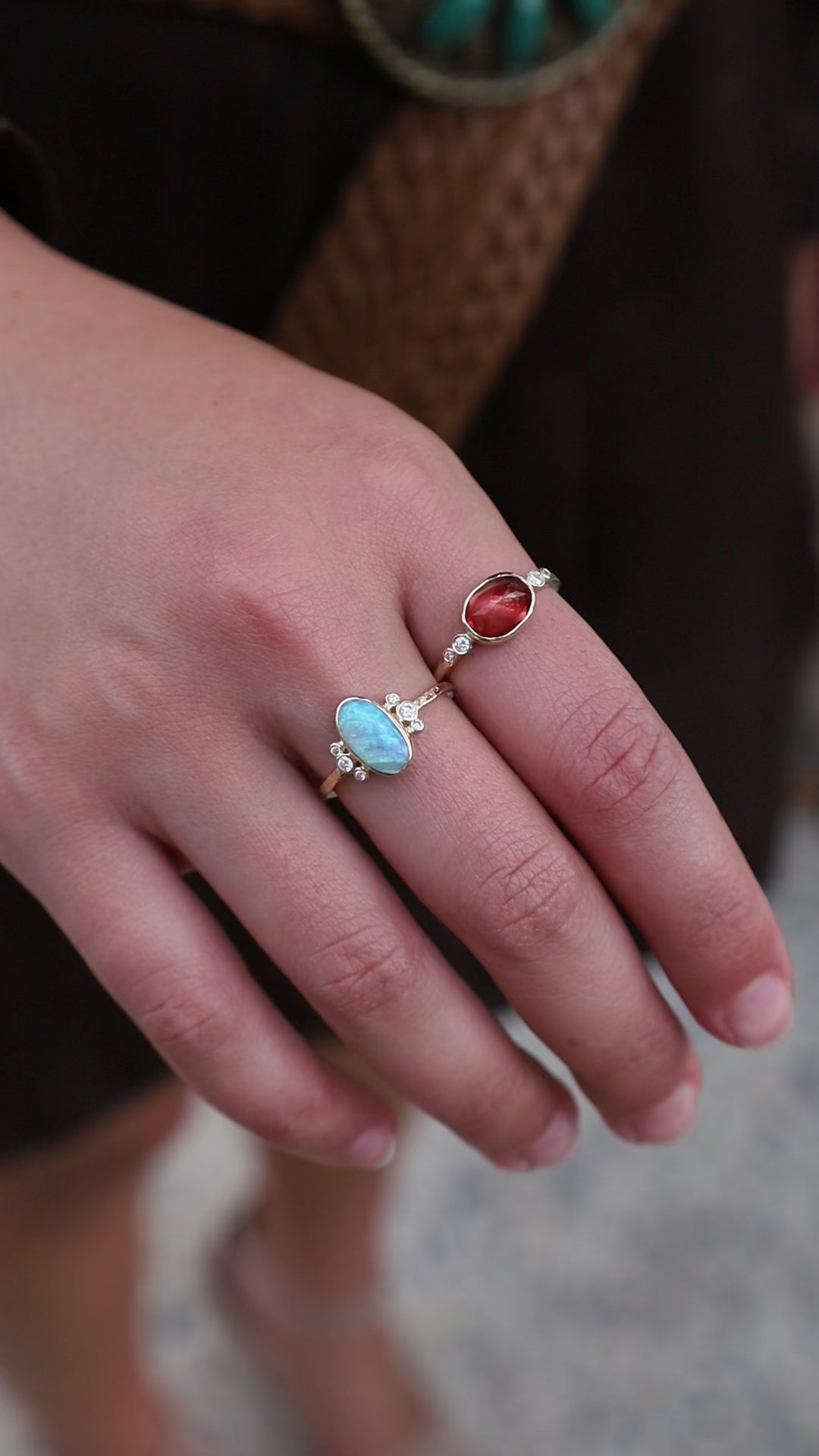 14k Yellow Gold Australian Opal Ring