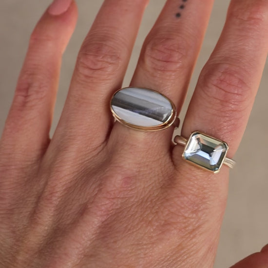 Load and play video in Gallery viewer, Jamie Joseph Oval Smooth Indian Blue Opal Ring
